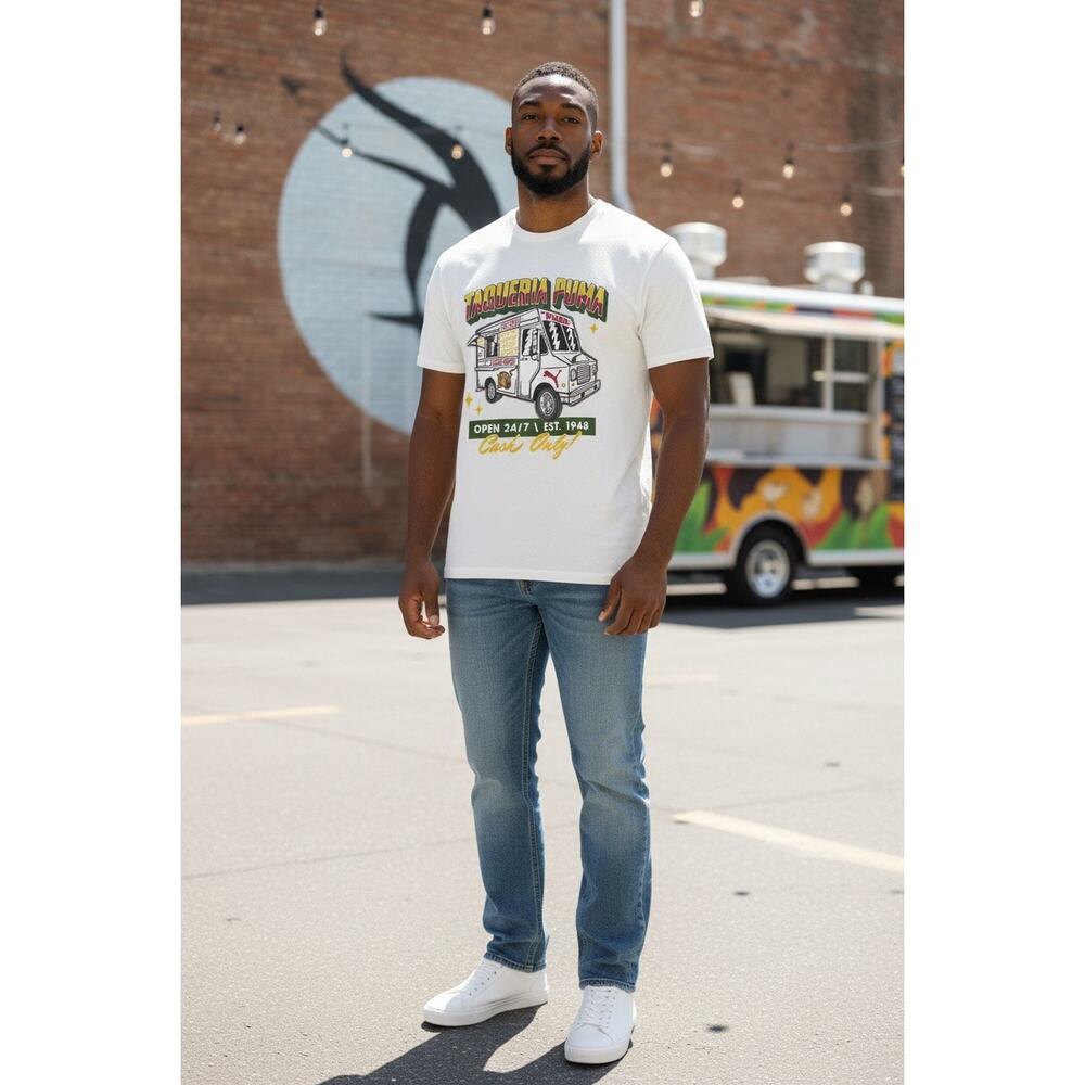Puma Taqueria Puma Graphic Tee Shirt Sz XXL White Taco Truck Streetwear